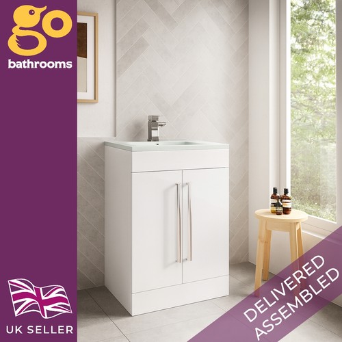 Small white bathroom vanity - white,